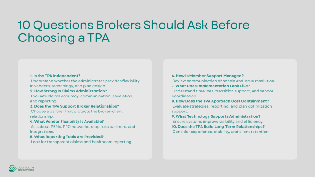questions brokers should ask a TPA
